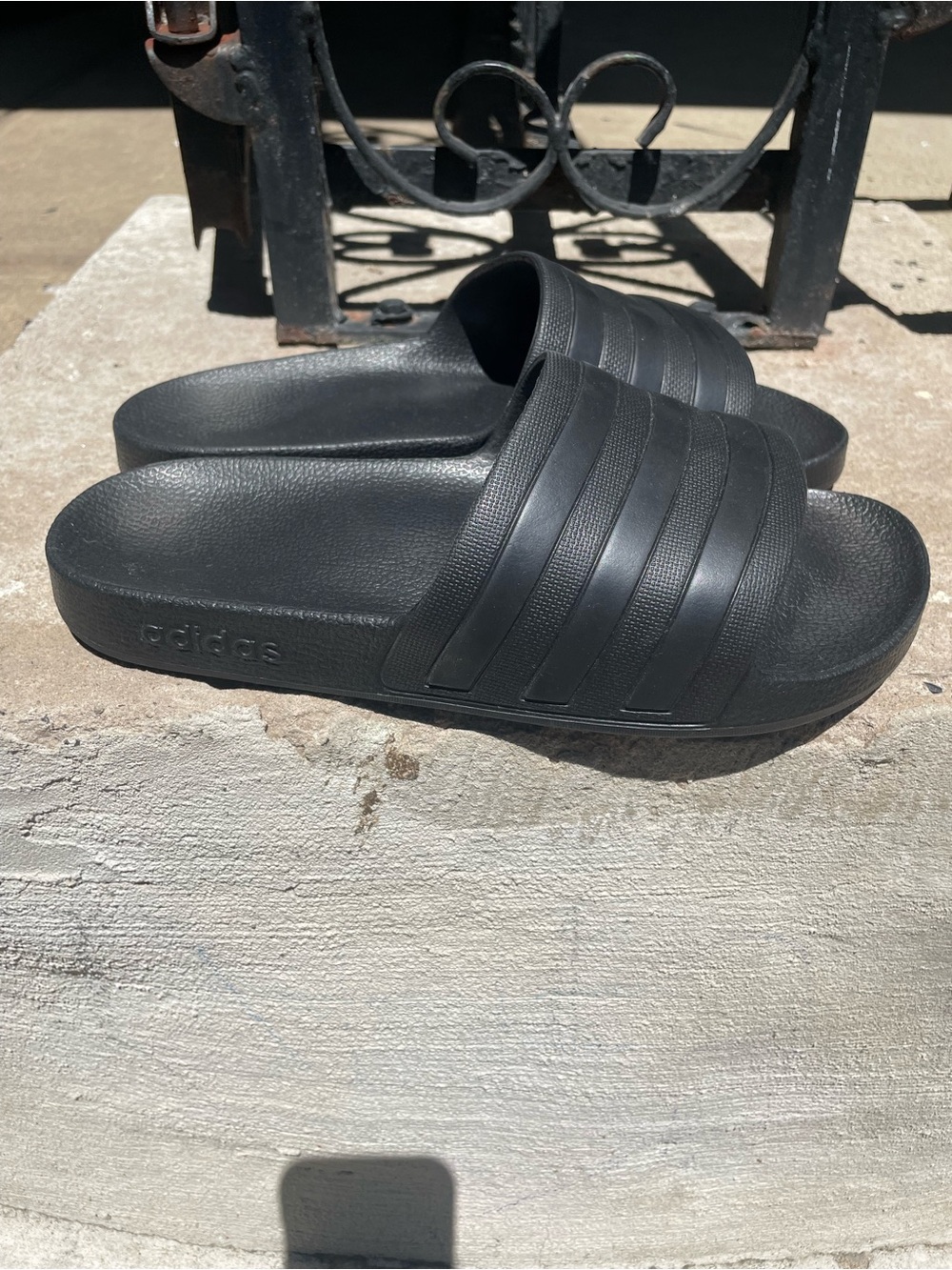 adidas Black Slide Sandals with Three Stripes